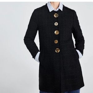 Zara Black Coat with Gold Buttons
